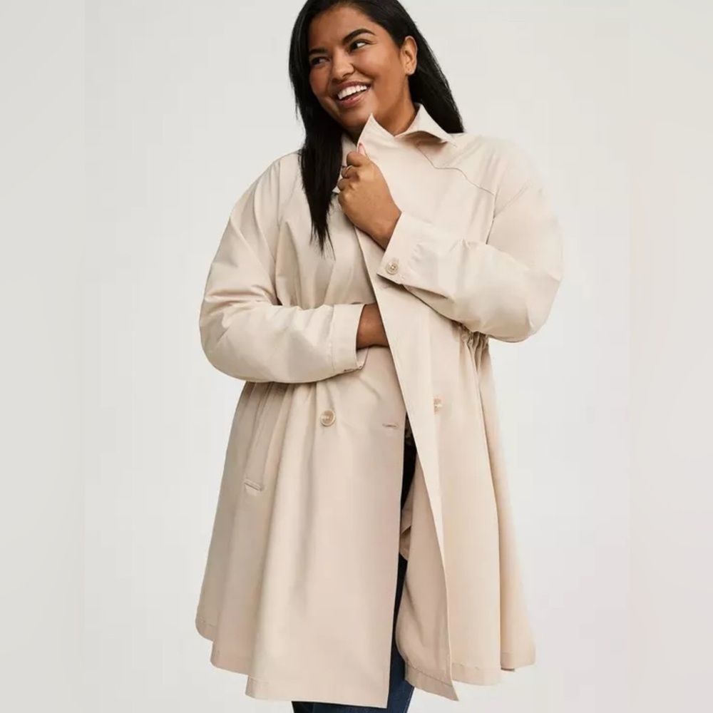 Classic Women's Cream Trench Coat - Lightweight Collar Coat